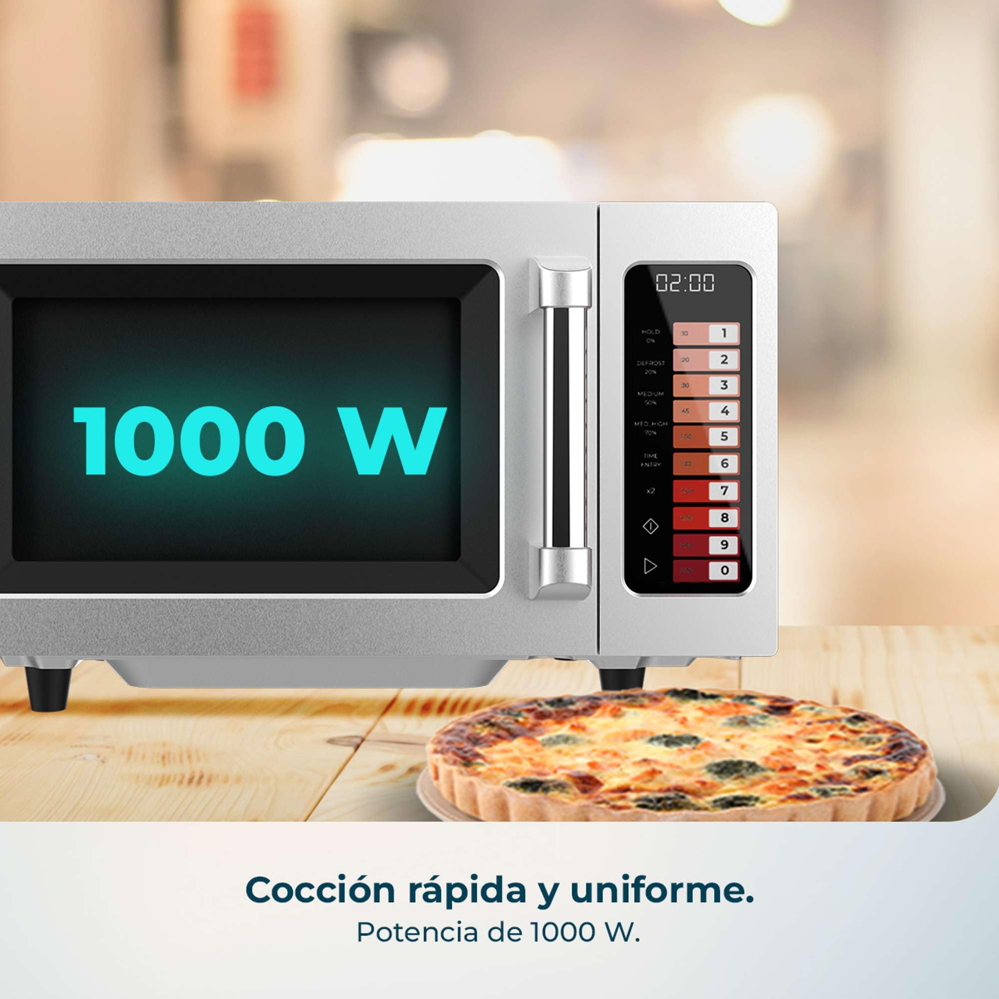Cecotec Microondas sin Plato Profesional - 25L - FlatPro 2500 Touch. 1000W, Magnetrón, Botones Táctiles, Temporizador 60min, 100 Programas, Potencia Regulable, Descongelado Uniforme, Aviso, Inox