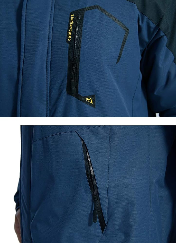 Veste Sport Multi-poches Manteau Hiver Homme EKLENTSON - Veste Polaire Imperméable Coupe-Vent Avec Capuche - Multi Poches Zippées Manteau Capuche Amovible