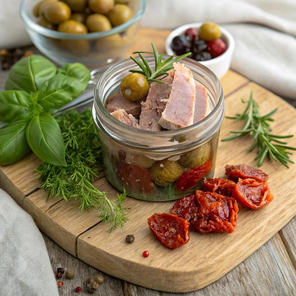 Tonnino Tuna Yellowfin Fillets (Pack of 6, Tomato & Olives, in Olive Oil)
