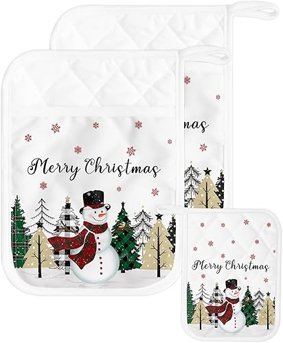 Miniatura 36 de Modern Abstract 2Pcs Pot Holders for Kitchen,Non Slip & Heat Insulation Terry Cloth Potholder Set with Pocket,Thick Hot Pad Oven Mitts Trivet