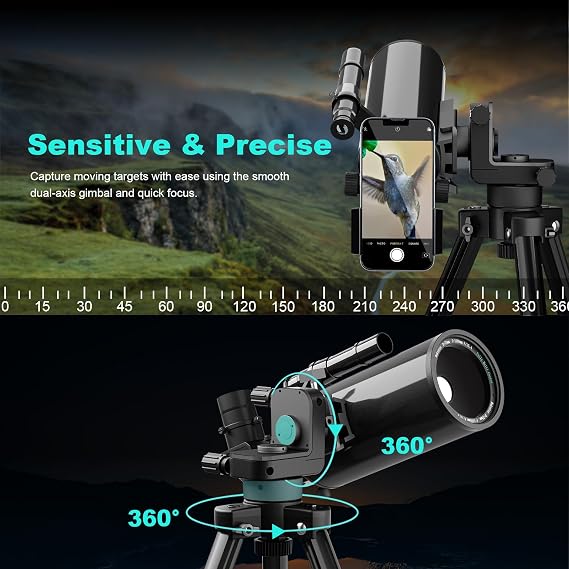 Maksutov-Cassegrain Telescope for Adult Astronomy 80-90mm 850-1250mm Astronomy Telescope 850-1250mm Refractive Optical Composite Telescope Compact Portable Travel Telescope with Pro Tripod