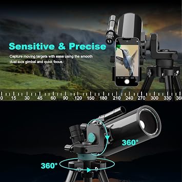 Maksutov-Cassegrain Telescope for Adult Astronomy 80-90mm 850-1250mm Astronomy Telescope 850-1250mm Refractive Optical Composite Telescope Compact Portable Travel Telescope with Pro Tripod
