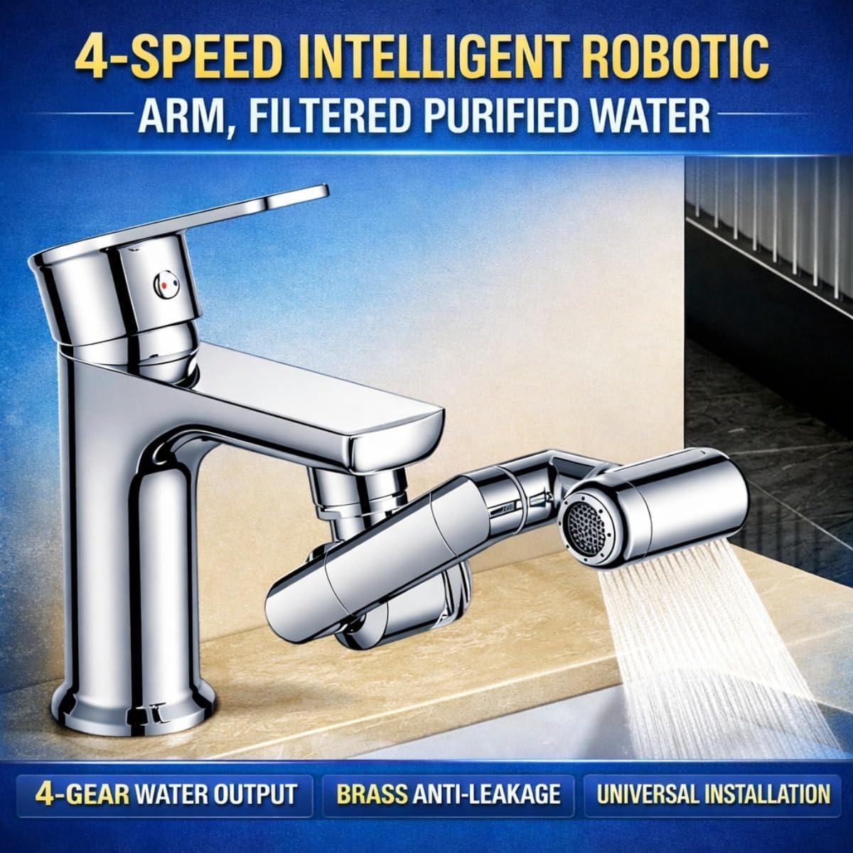 Prolunga per Rubinetto Girevole A 1080° con Getto Nebulizzante per Il Viso Verso Lalto, 4 modalità di Erogazione Dellacqua E Filtro Integrato, Aeratore per Lavello da 2pcs