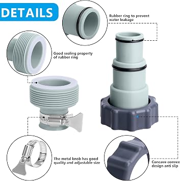 4 ADET Havuz Pompası Hortum Konektörü, Dişli Bağlantı Pompaları için 2 Tip Yedek Hortum Adaptörleri, Yer Üstü Yüzme Havuzu Aksesuarları için Hortum Dönüştürme Adaptörleri