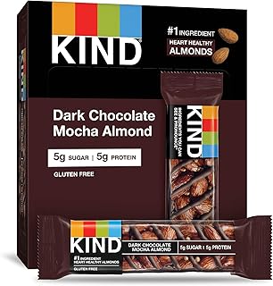 KIND Bars, Dark Chocolate Mocha Almond, Gluten Free, Low Sugar, 1.4oz, 4 Count (Pack of 12)