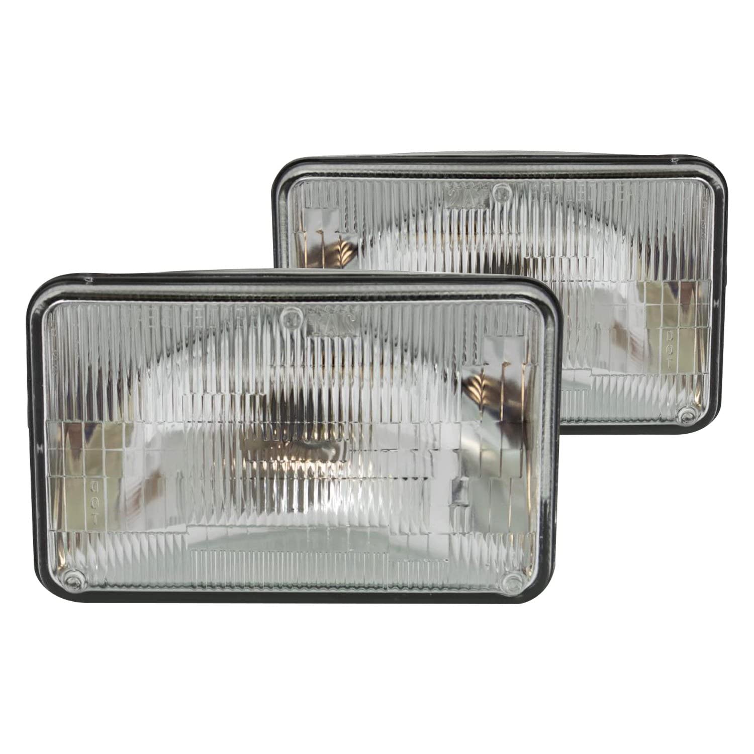TRQ Driver and Passenger Side Headlight Assembly Set Sealed Beam Rectangular Compatible with 82-92 Chevrolet Camaro Low Beam