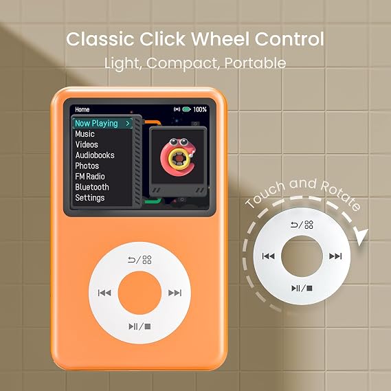 Innioasis Y1 Kids MP3 Player Timeless Class 128GB Bluetooth Video Player Audiobooks FM Radio Touch Control (Silver)