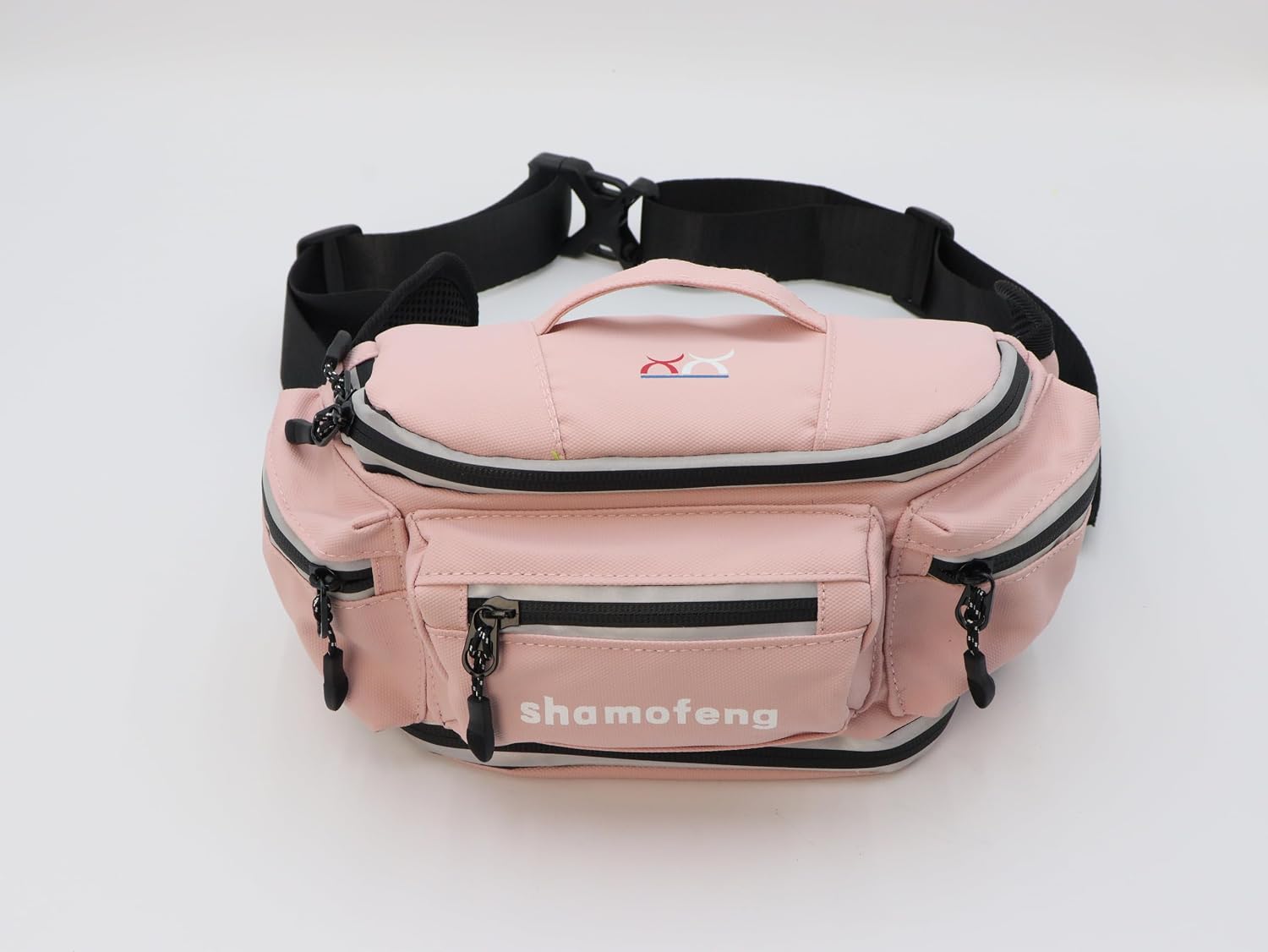 Motorcycle Waist Bag Fanny Pack and Riding Glasses For Men Women Hip Bum Bag with Multi-Pockets Large Capacity Casual Bum Bag for Cycling Hiking Running, Pink