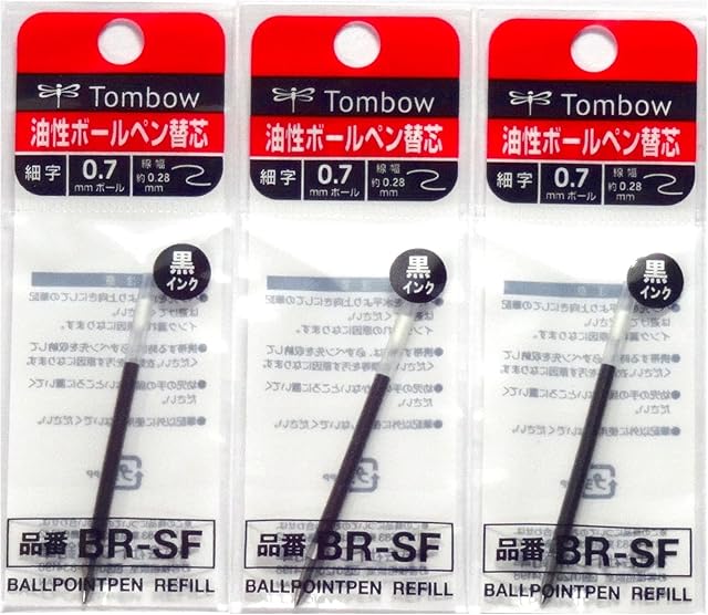 Tombow 0.7mm Black Ink Refill (BR-SF33), for Airpress BallPoint Pen (BC-AP) , 3 Pack/Total 3 pcs (Japan Import)