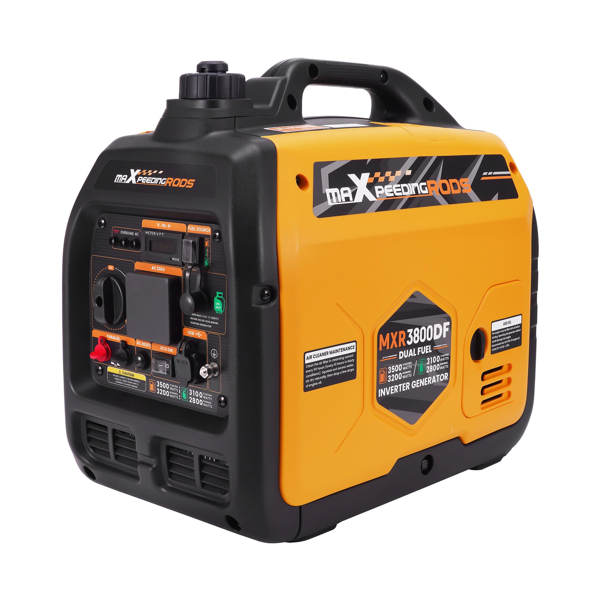 maXpeedingrods 3500W Dual Fuel Inverter Generator 4-Stroke Generator with Digita