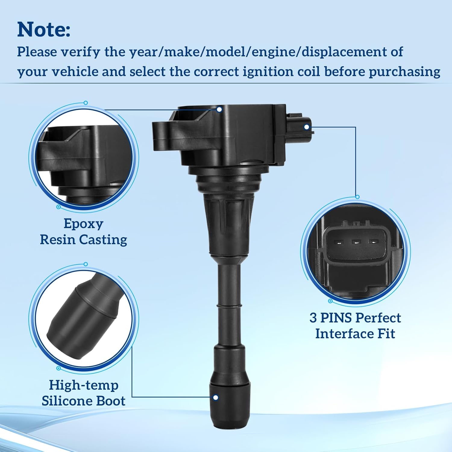 Ignition Coil Pack of 6 UF550 Fit for Nissan Altima Maxima Murano Pathfinder 3.5L QX60 FX35 G35 JX35 3.5L 2007 2008 2009 2010 2011 2012 2013 2014 2015 2016 2017 2018 2019 2020 Coils Replaces C1670