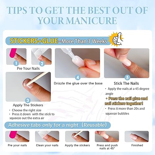 Miniatura 7 de Uñas con forma de almendra color morado claro, uñas a presión, uñas KXAMELIE con pegamento para mujeres, uñas acrílicas a presión de longitud media,