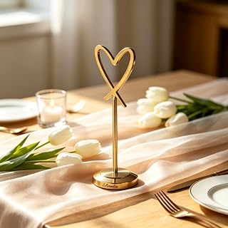 Personalized Heart Place Card Holder with Name,Photo Holder,Custom Engrave Wedding Place Card Display,Metal Heart Table Number,stand Place Card Holder for Wedding Favors (Medium)