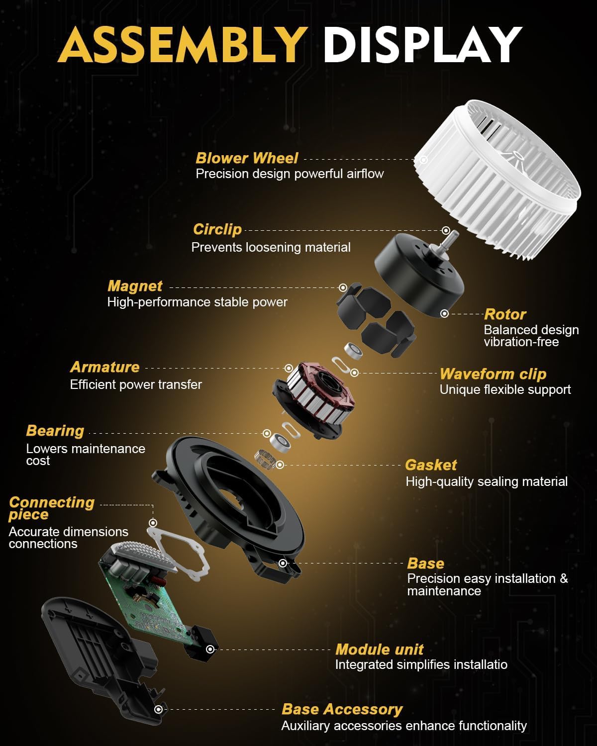 AATEE 700107 HVAC Heater Blower Motor For:-Chevy Impala 2004-2016, Monte Carlo 2004-2007 For:-Buick Lacrosse 2005-2009 For:-Pontiac Grand Prix 2004-2008, Replace# 22754990, 15850268