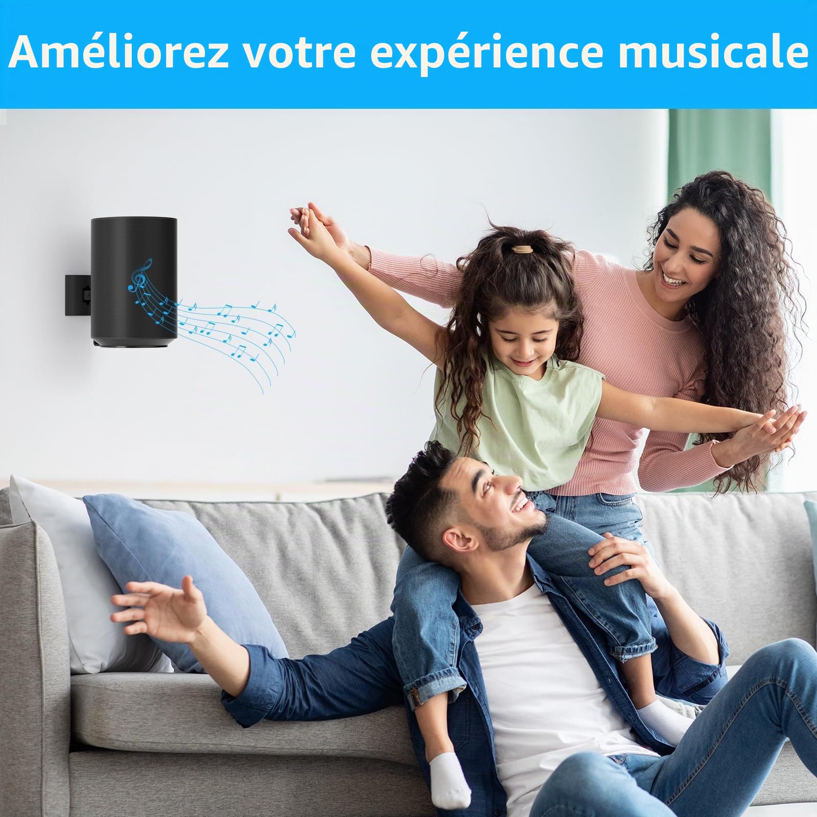 Support mural ou de plafond pour haut-parleur sans fil Sonos Era 100 – Support réglable inclinable et pivotant pour Sonos Era 100 – Support mural robuste pour haut-parleur Sonos Era 100, noir