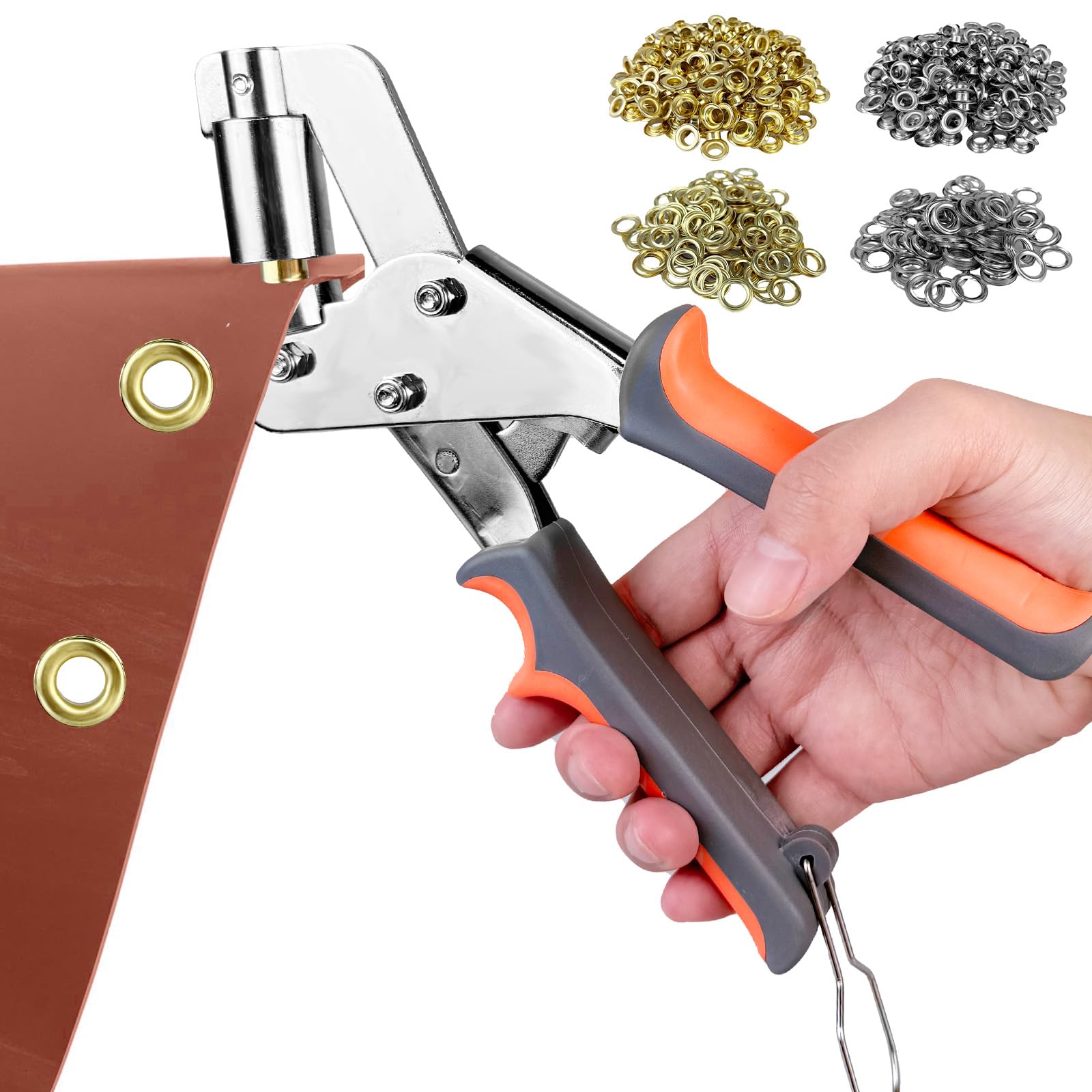 Juego de alicates profesionales con 500 ojales (10 mm de diámetro), de acero endurecido, con tecnología de palanca, perforador de ojales para cuero, cinturones, telas