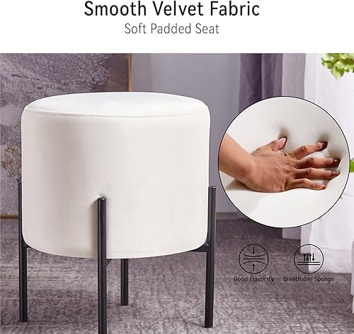 Miniatura 7 de Get Set Style Taburete de tocador multifuncional, taburete redondo otomano con patas de metal, muebles decorativos modernos para sala de maquillaje,