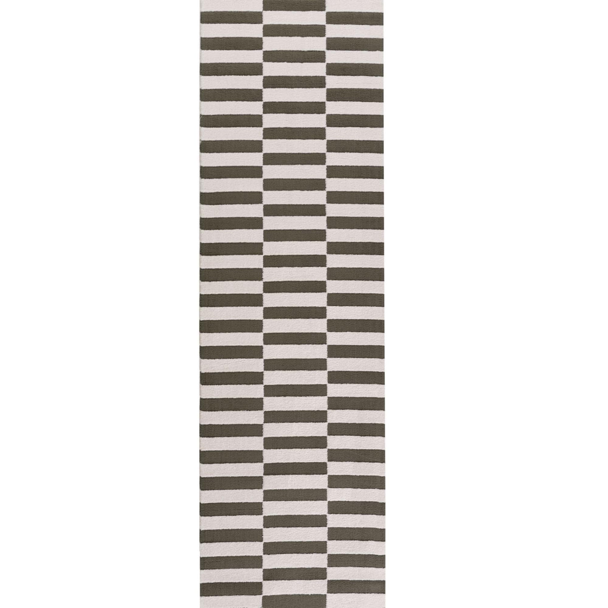 The Rugs Green Loft Striped Rug - 80X300 Cm