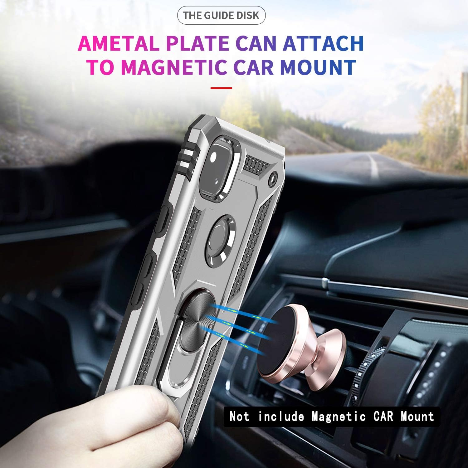 Google Pixel 4A Case (Not Fit Pixel 4A 5G) with 2PCS Tempered Glass Screen Protector, LeYi [Military-Grade] Defender Protective Phone Case with Ring Kickstand for Google Pixel 4A 2020, Silver