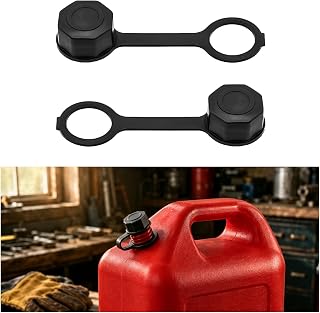 2 PCS Gas Can Vent Caps, Leakproof Plastic Auto Gas Tank Rear Vent Screw Cover with Tether Leash, Universal Screw Cap Replacement for Most Fuel Diesel Kerosene Jugs (Black)