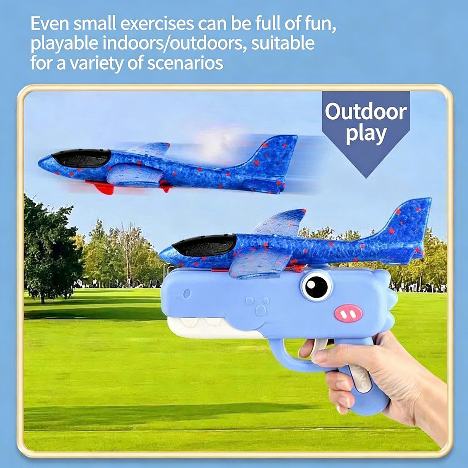 Dinosaur Foam Glider Launcher, Cute Dinosaur Glider Plane Flying, Fun Birthday Gifts, Easy to Launch Foam Aircraft (Blue) — view 5