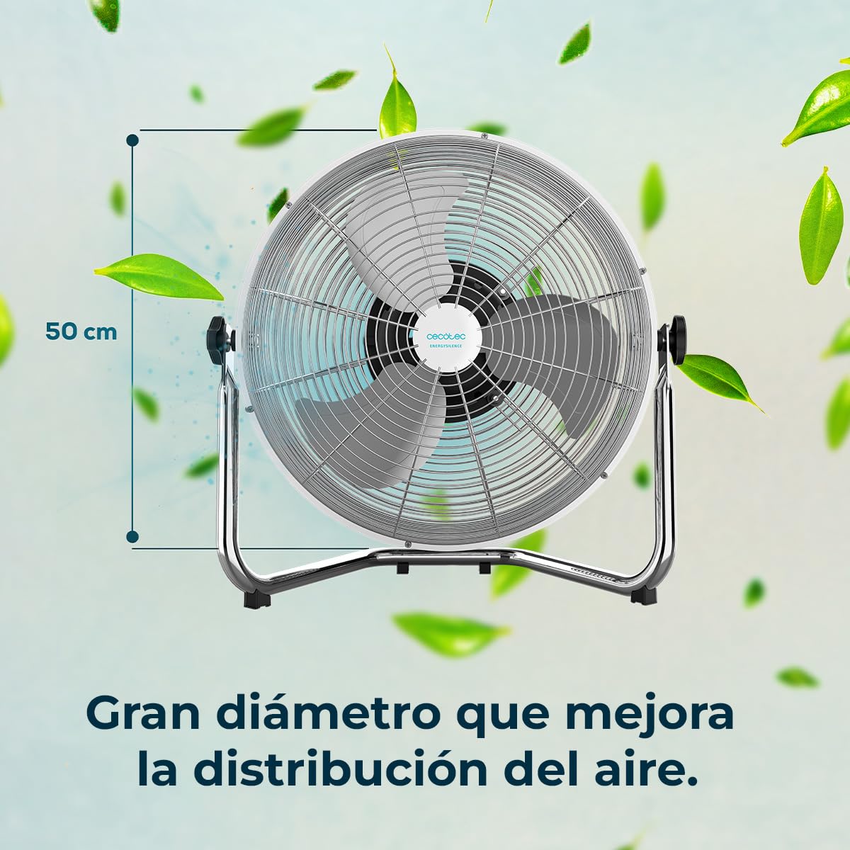 Cecotec Ventilador Industrial EnergySilence 5000 Pro. 120 W, 3 Aspas Metálicas de 20" (51 cm), Motor de Cobre, 3 Velocidades, Inclinación Ajustable, Acabado Cromado — view 3