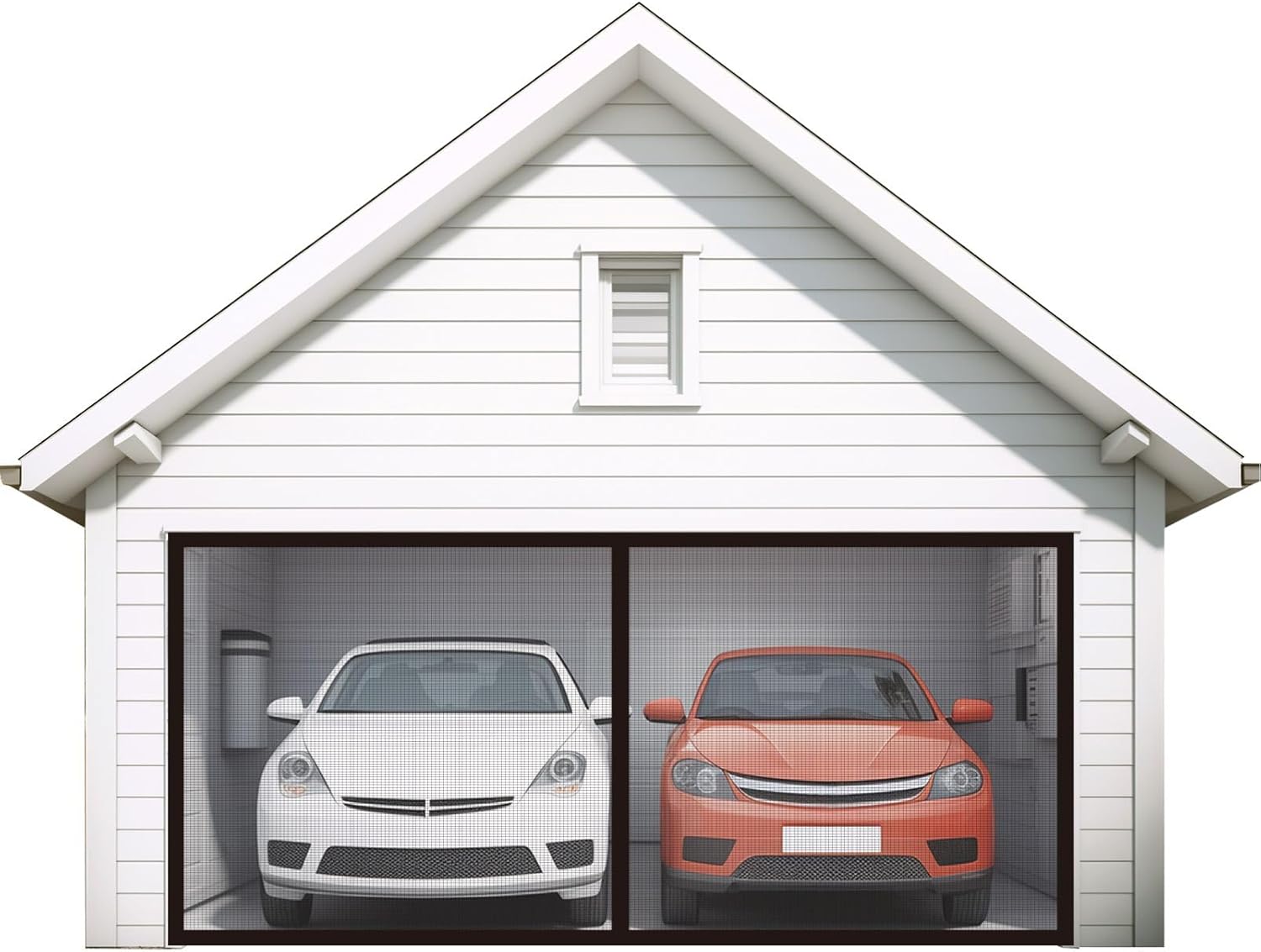 Magnetic Garage Door Screen for 2 Car 16x7 ft Double Garage Door Mesh Screen Curtain Cover Kit with Hook and Loop