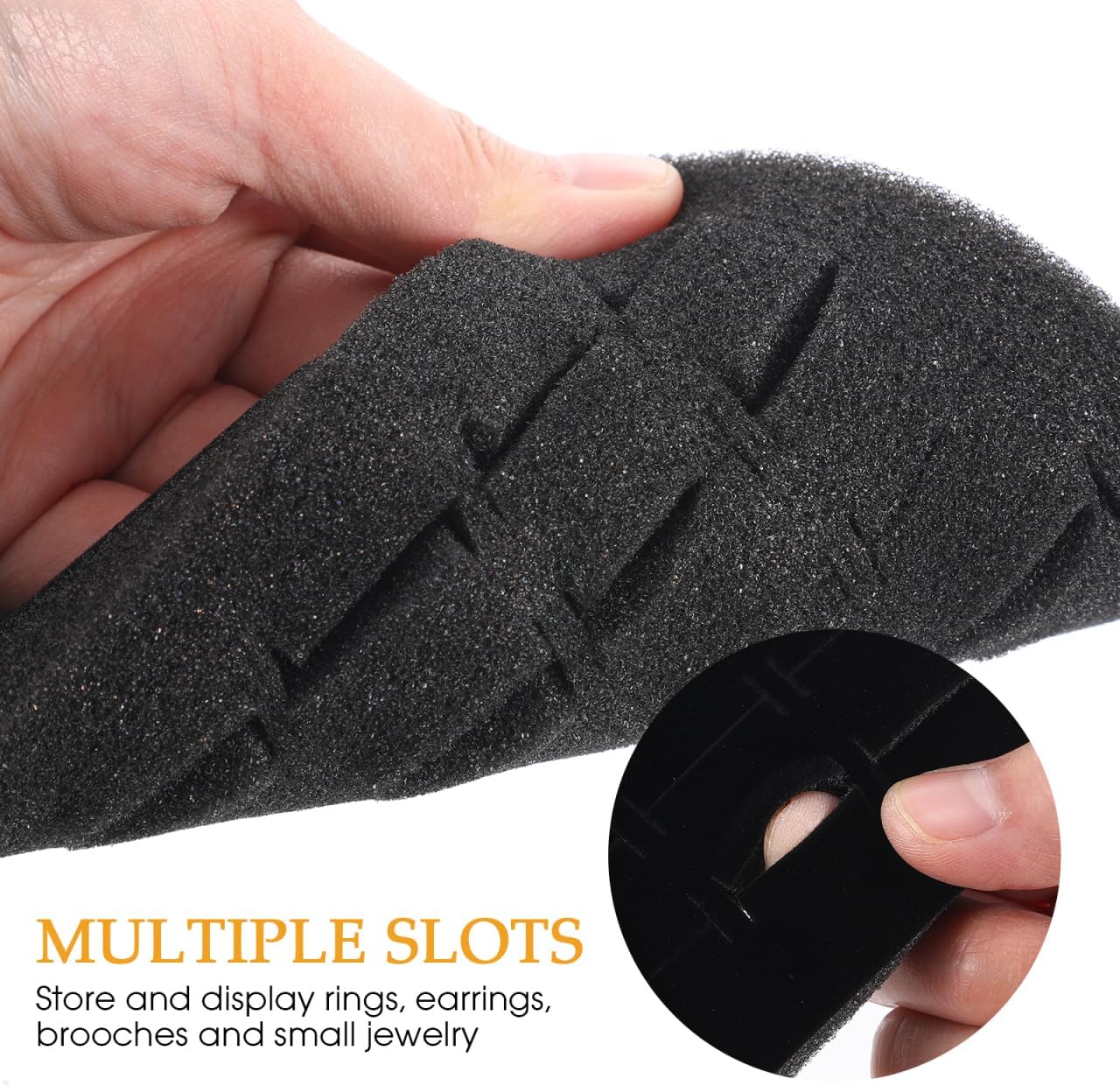Lurrose 5pack Black Velvet Ring Organizer Foams Earring Storage Box，slot Foam Insert Stud Jewelry Holder，ring Inserts Display Pad Retail Showcase