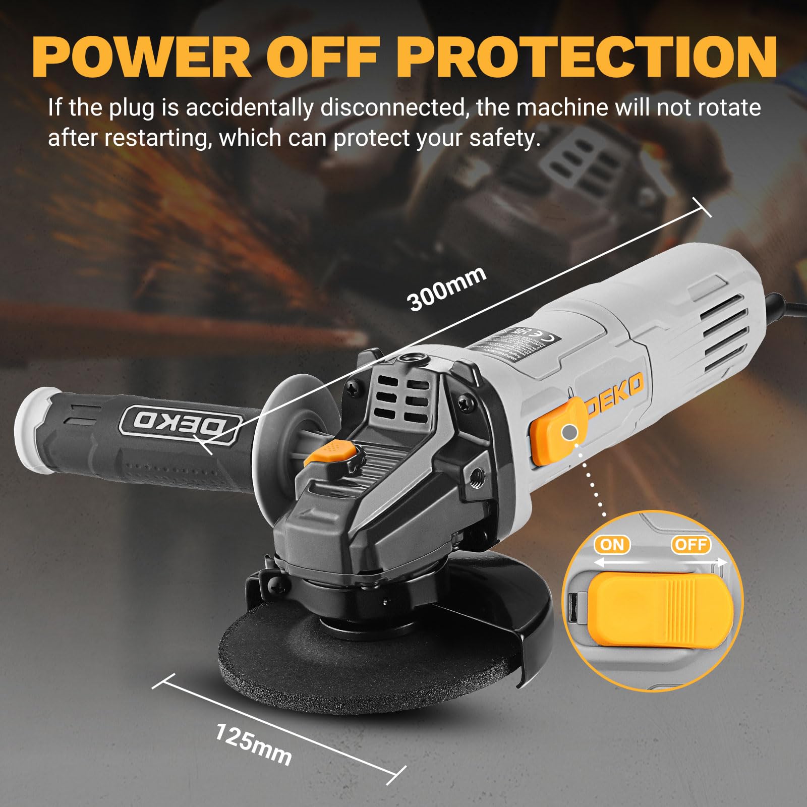 Smerigliatrice Angolare: DEKOPRO 125 mm 800W Smerigliatrice Angolare Elettrica, moletta elettrica 12.000 RPM, Velocità Regolabile, per smerigliare grande, lucidare e levigare
