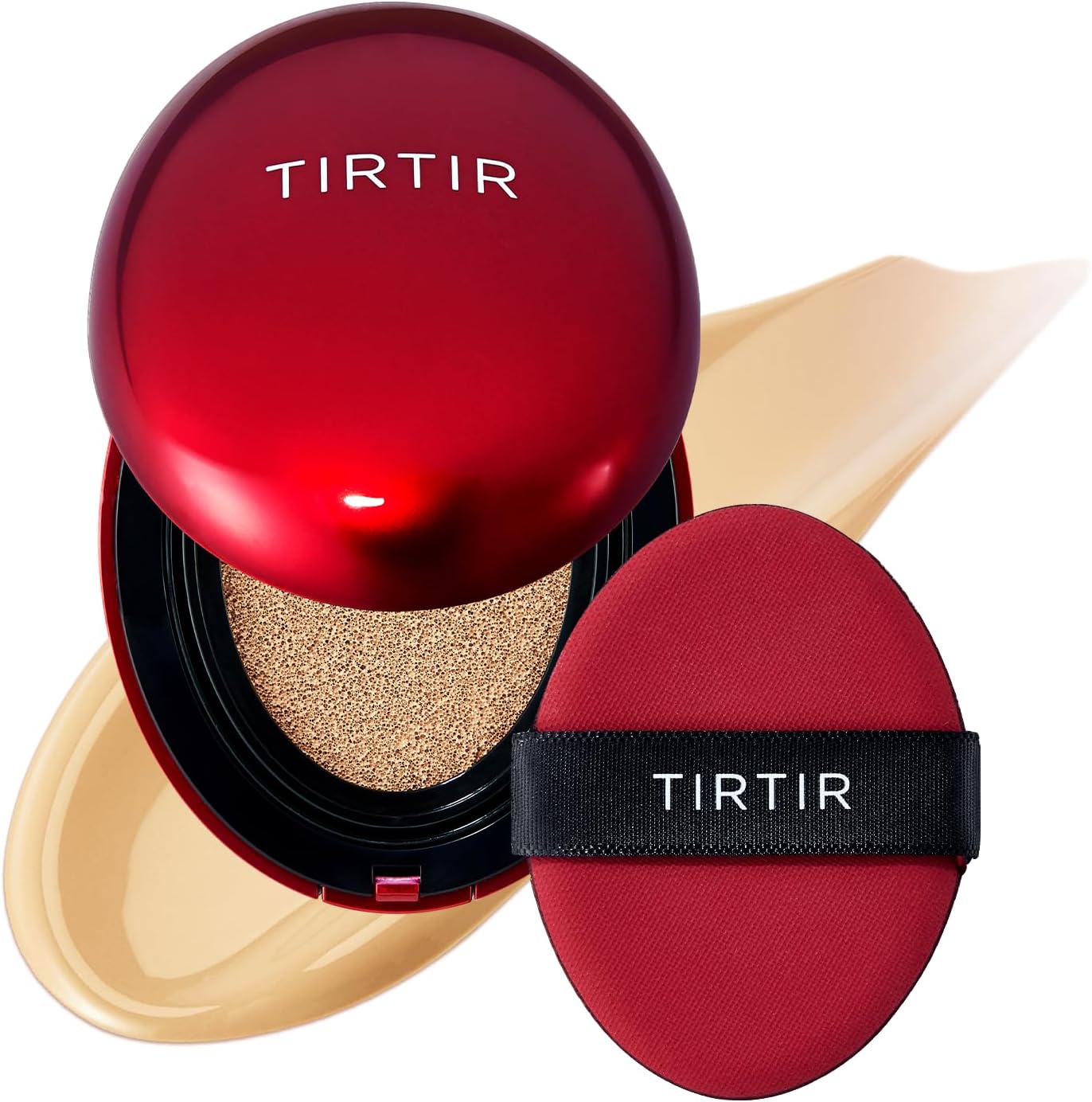 TIRTIR Mask Fit Red Cushion Foundation | Japan's No.1 Choice for Glass skin, Long-Lasting, Lightweight, Buildable Coverage, Semi-Matte (22W Sheer Beige, 18g (Pack of 1))