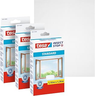 tesa INSECT STOP Klett Fliegengitter - 3x 110 cm x 130 cm - Weiß