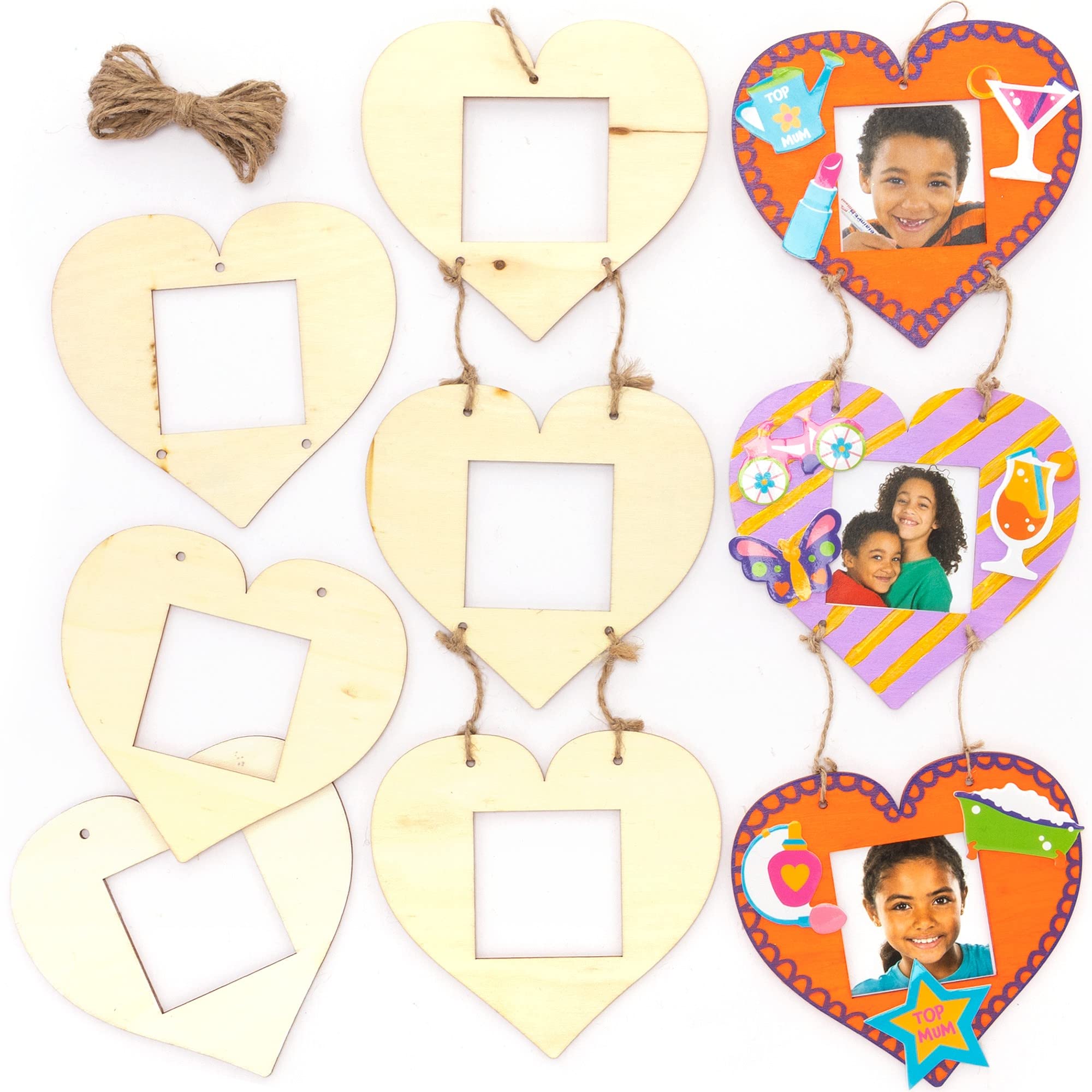 Image secondaire de Cadres Photos en Bois en Forme de Cœur - Lot de 4 pour Activités Créatives