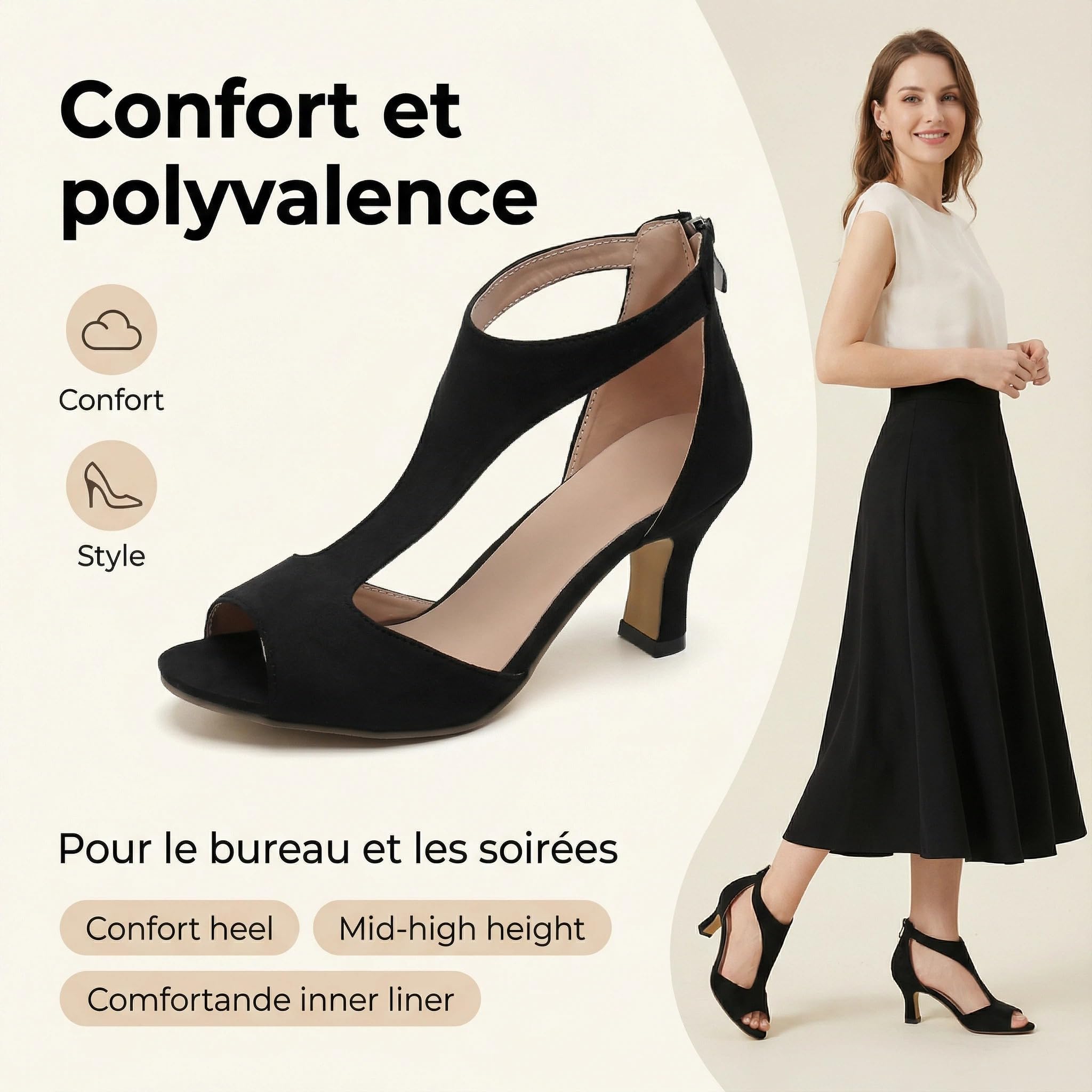 Chaussure Femme Petit Talon Sandales Compensées Nu-Pieds Chaussures Ete Ouvertes Escarpins Couleur Unie Talon Soirée High Heels Chic Et Confort Orthopedique Poisson Bouche Sandale