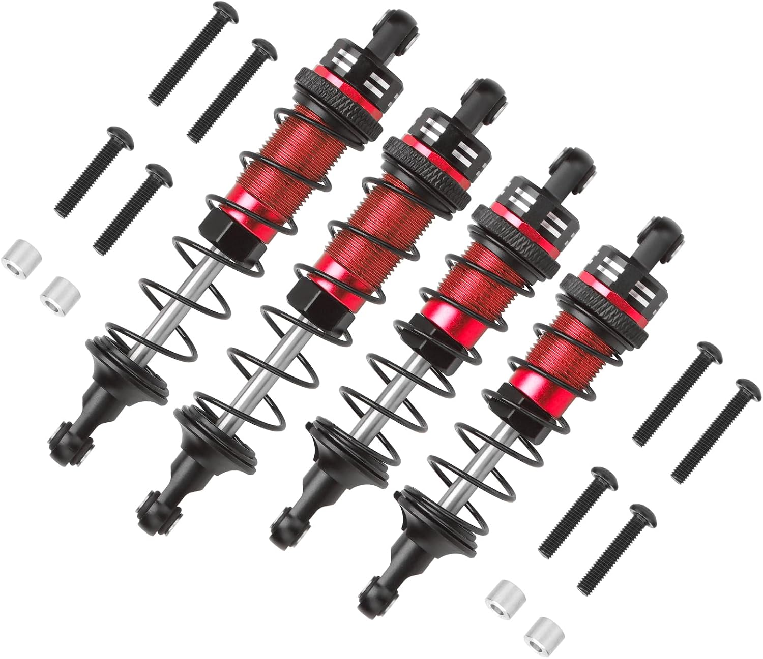 RC Car Shock, daitoku Shock Absorber Front & Rear for 1/10 Traxxas Slash 2WD/4X4 Hoss Rustler 4X4 VXL Bandit Nitro Stampede Replacement of 5862 - Red