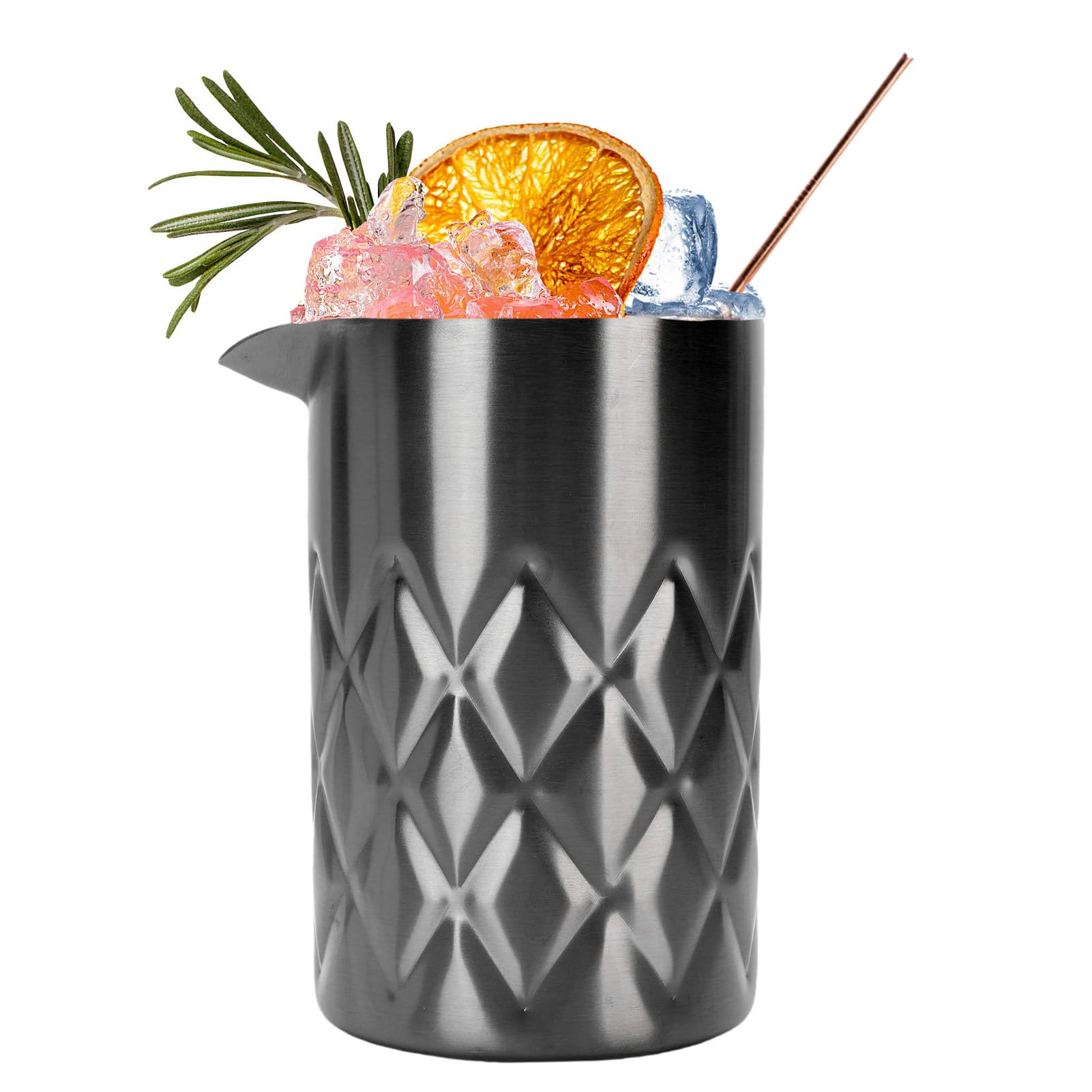 Bicchiere Miscelatore Cocktail, Doppia Parete Acciaio Inox 304, 540ml (Placcato nero)