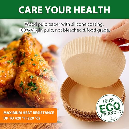 Miniatura 3 de Forro de papel desechable para freidora de aire de 7.9 pulgadas, 120 forros desechables antiadherentes para freidora de aire, papel pergamino para