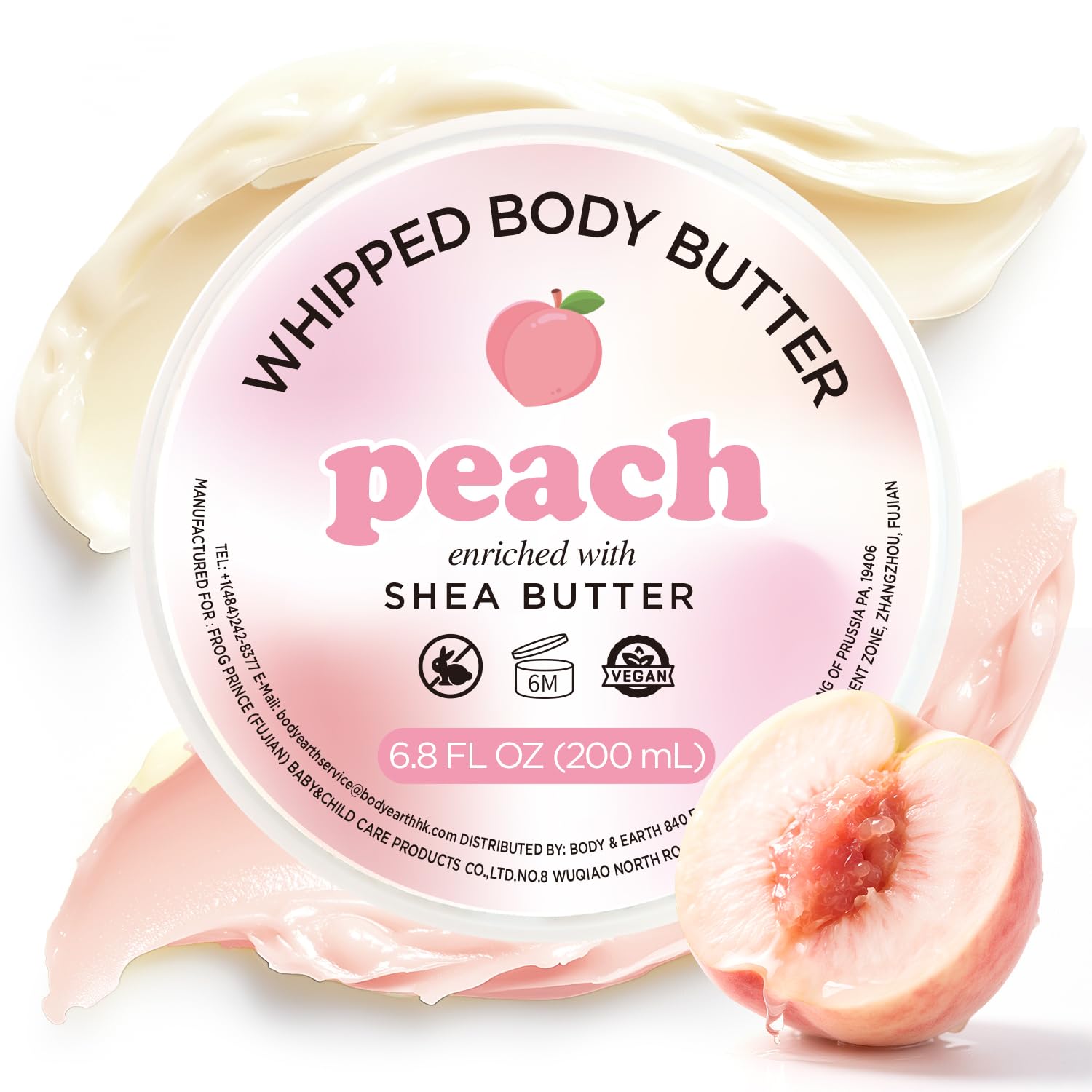 Peach Whipped Shea Body Butter - Gentle Hydration for Dry Skin