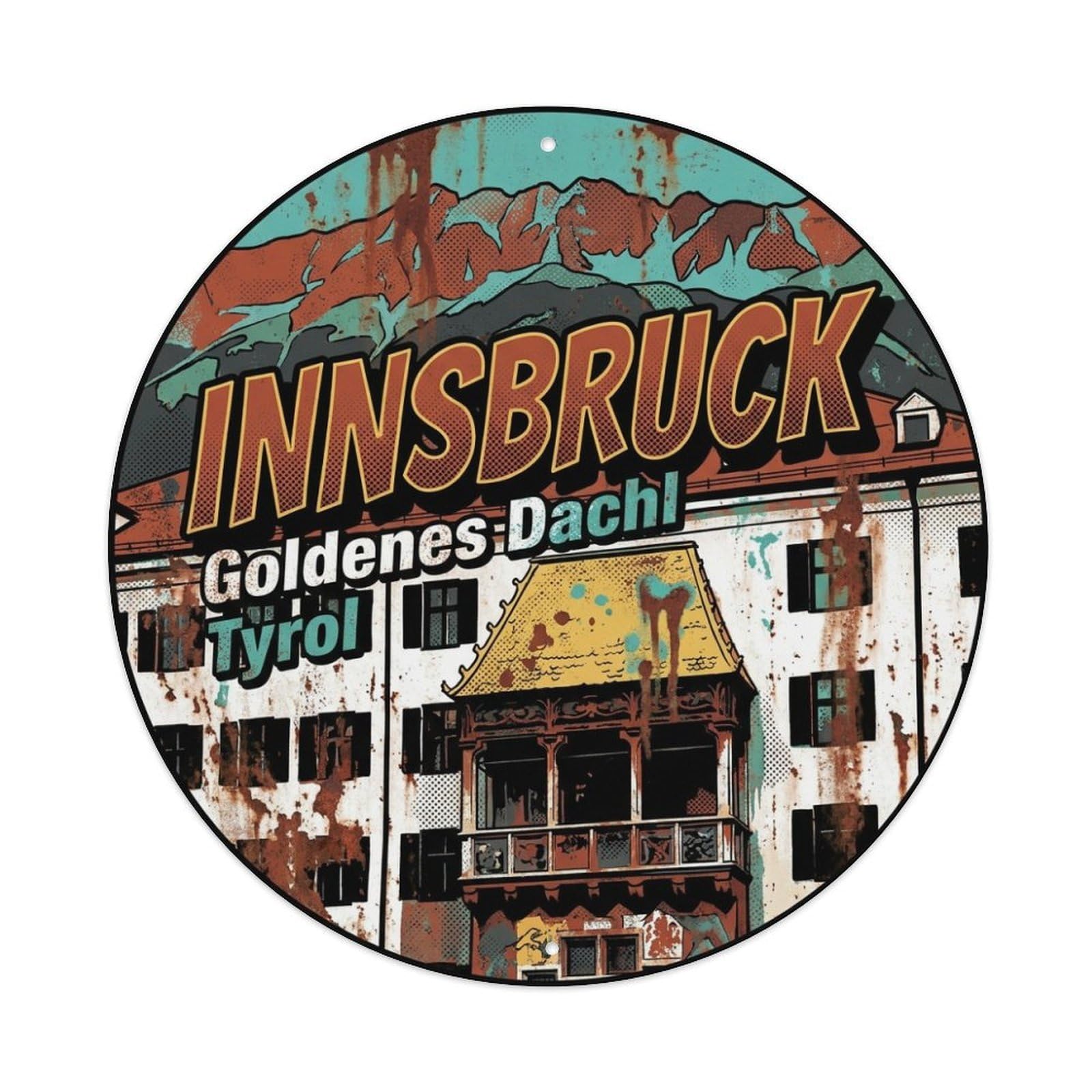 Innsbruck Golden Roof Tyrol Alpine Travel Metal Tin Sign