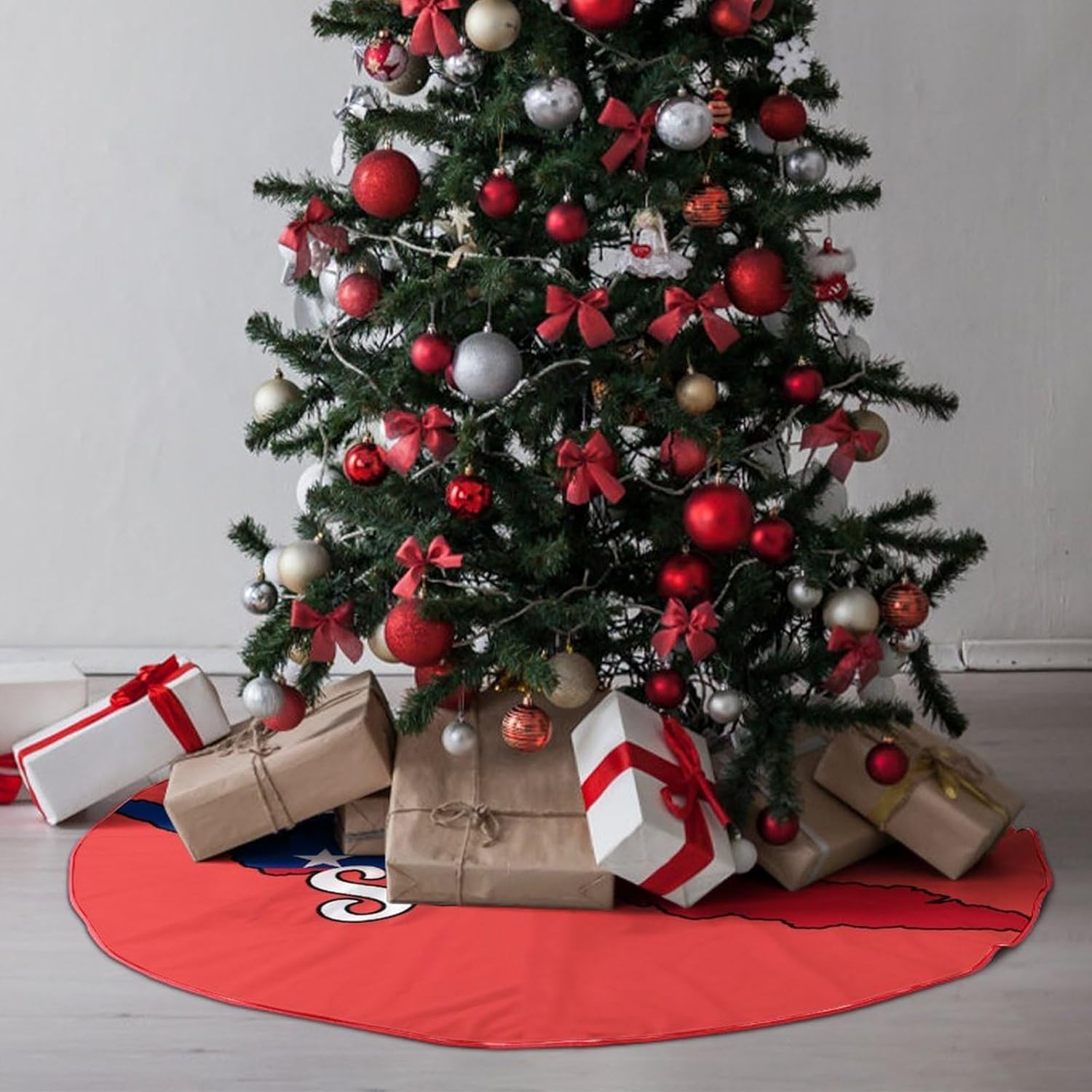 U.S.A.Samoa Map Flag Graphic Christmas Tree Skirt for Xmas Trees Skirts Holiday Party Decorations
