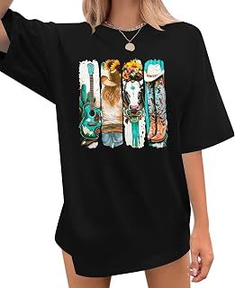 Cowgirl Oversized Tshirts Women Western Cowboy Shirt Retro Country Music Tee Casual Short Sleeve Loose Tops