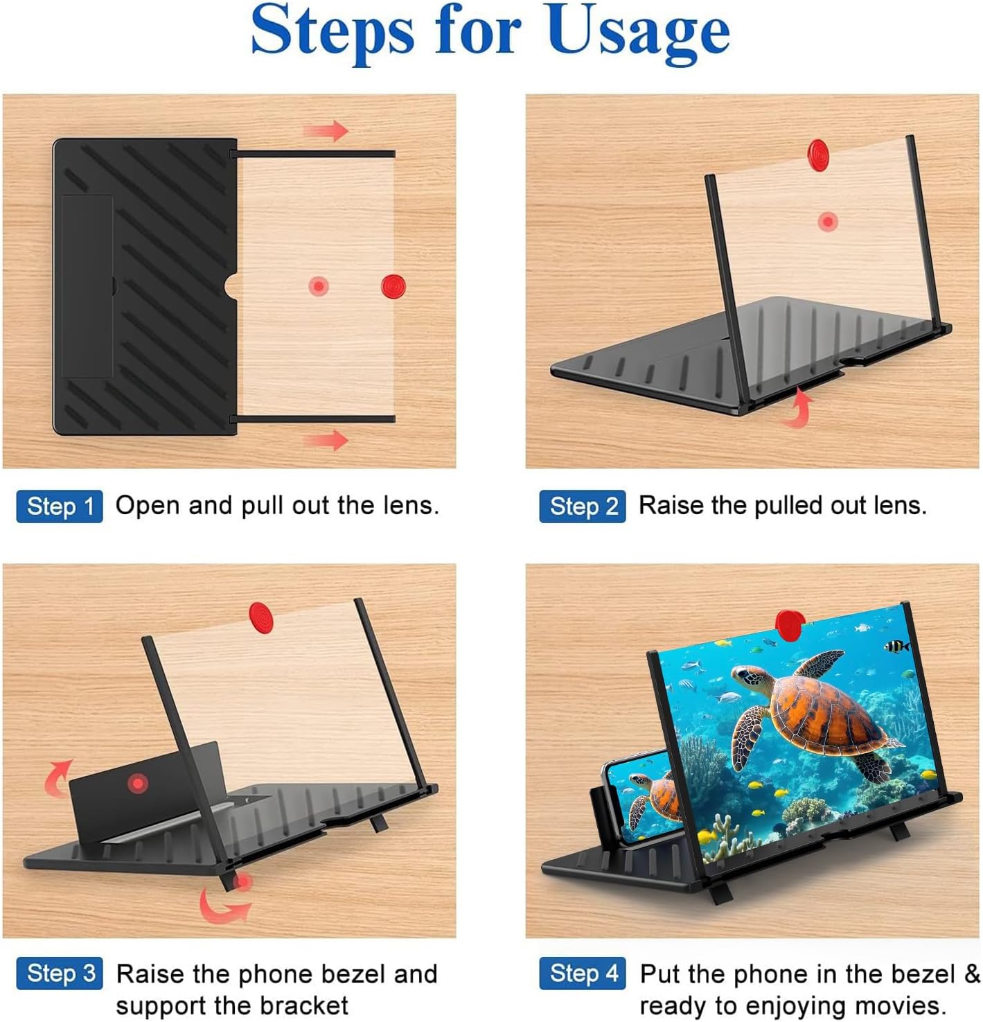 20" Screen Magnifier for Cell Phone, Mobile Phone 3D HD Magnifying Projector Screen Enlarger for Movies, Videos and Gaming, Foldable Phone Stand with Screen Amplifier,Compatible with All Phones