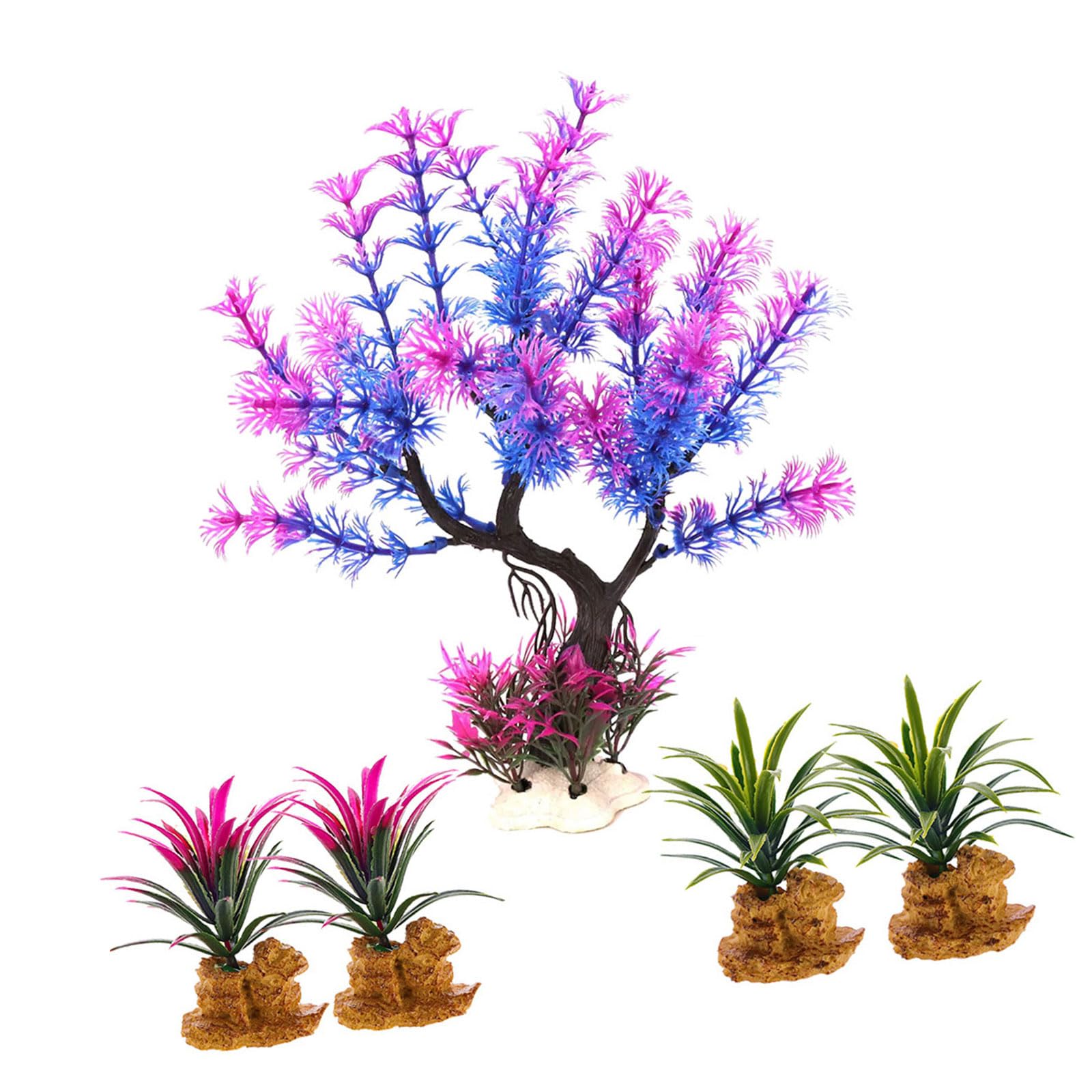 Snorvixre Simulation Artificial Green Plant with Resin Base Life Like Tree Fishtanks Decoration for Aquariums Underwater Landscape Aquariums Plant