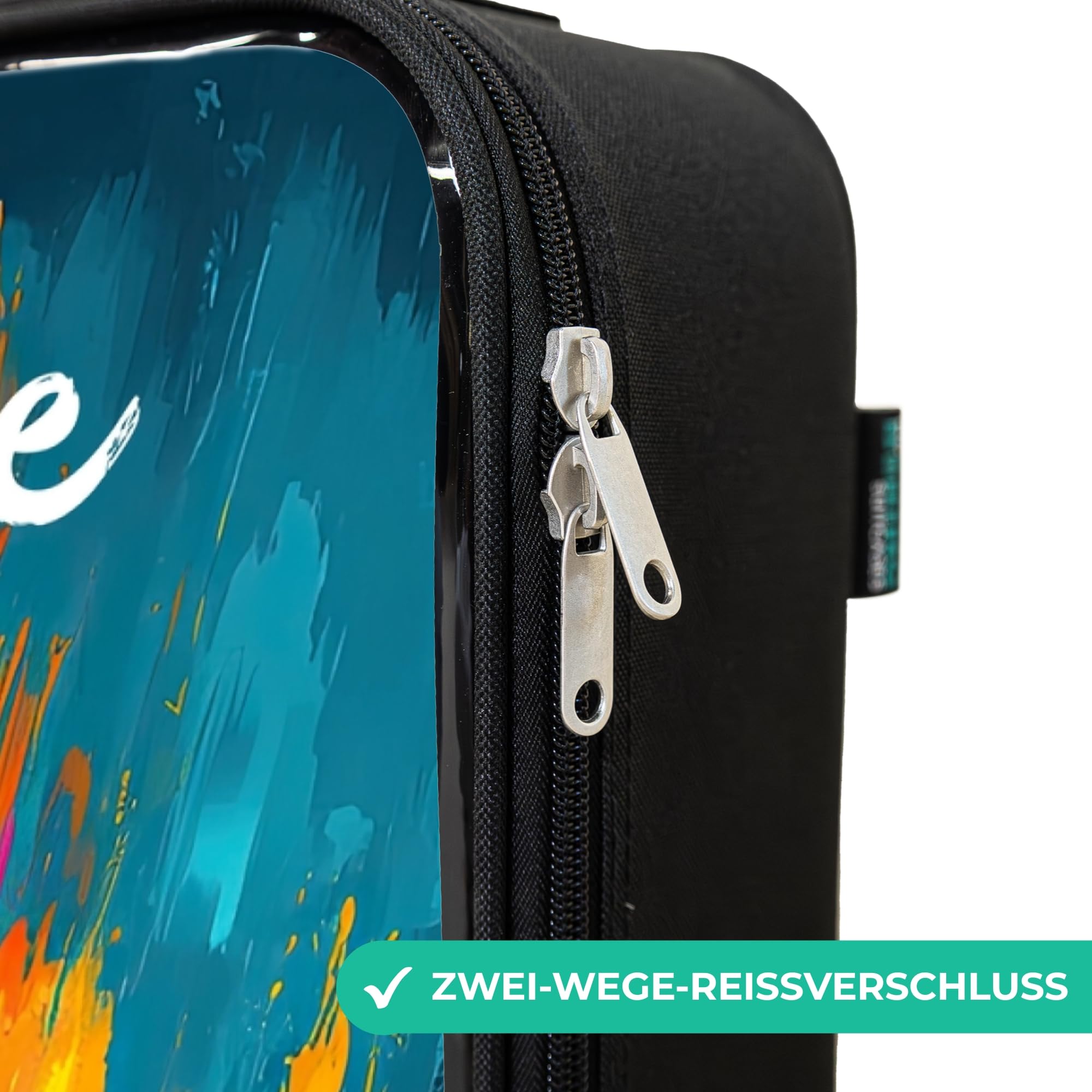 NoBoringSuitcases.com® Kinderkoffer Klein Personalisiert mit Name 48x31x19 cm Rollkoffer Kleiner Kinder Koffer mit LED Rollen Kindertrolley für Kind Traktor - Grün - Abstrakt