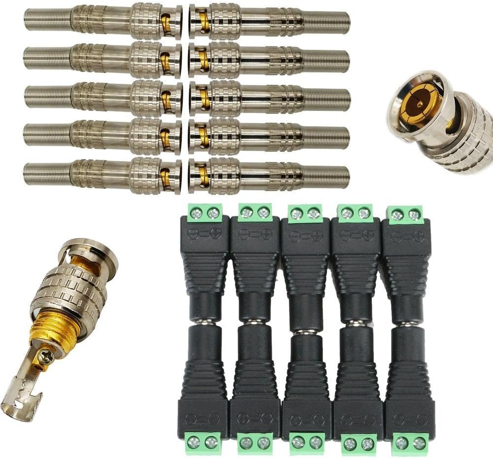 Igreeman 4 Pair Passive Video Balun BNC to RJ45 Adapter with Power 1080P-8MP Analog Camera Network Transceiver Cat5e/Cat6 to BNC Connector - Compact