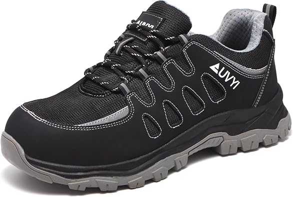 Steel Toe Work Shoes for Men Slip-Resistant, Breathable, Comfortable Wide Toe Safety Shoes for Industrial & Construction Work, Zapatos para Hombre