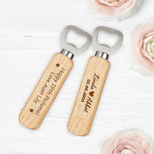 Miniatura 3 de Abrebotellas de madera personalizado grabado, abridor de cerveza a granel, regalo de boda personalizado, abridor de cerveza para invitados, padrinos