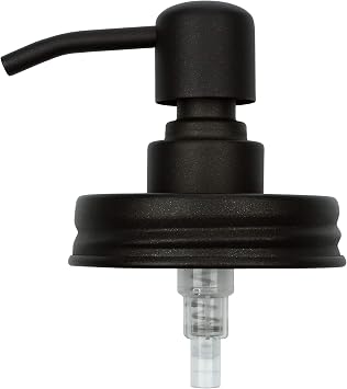 Black Mason Jar Soap Dispenser Lid – Lid Only, No Jar – Matte Black Stainless Steel Pump for All Regular Mouth Canning Jars – Rust Proof, Refillable – Farmhouse Kitchen & Bathroom Decor
