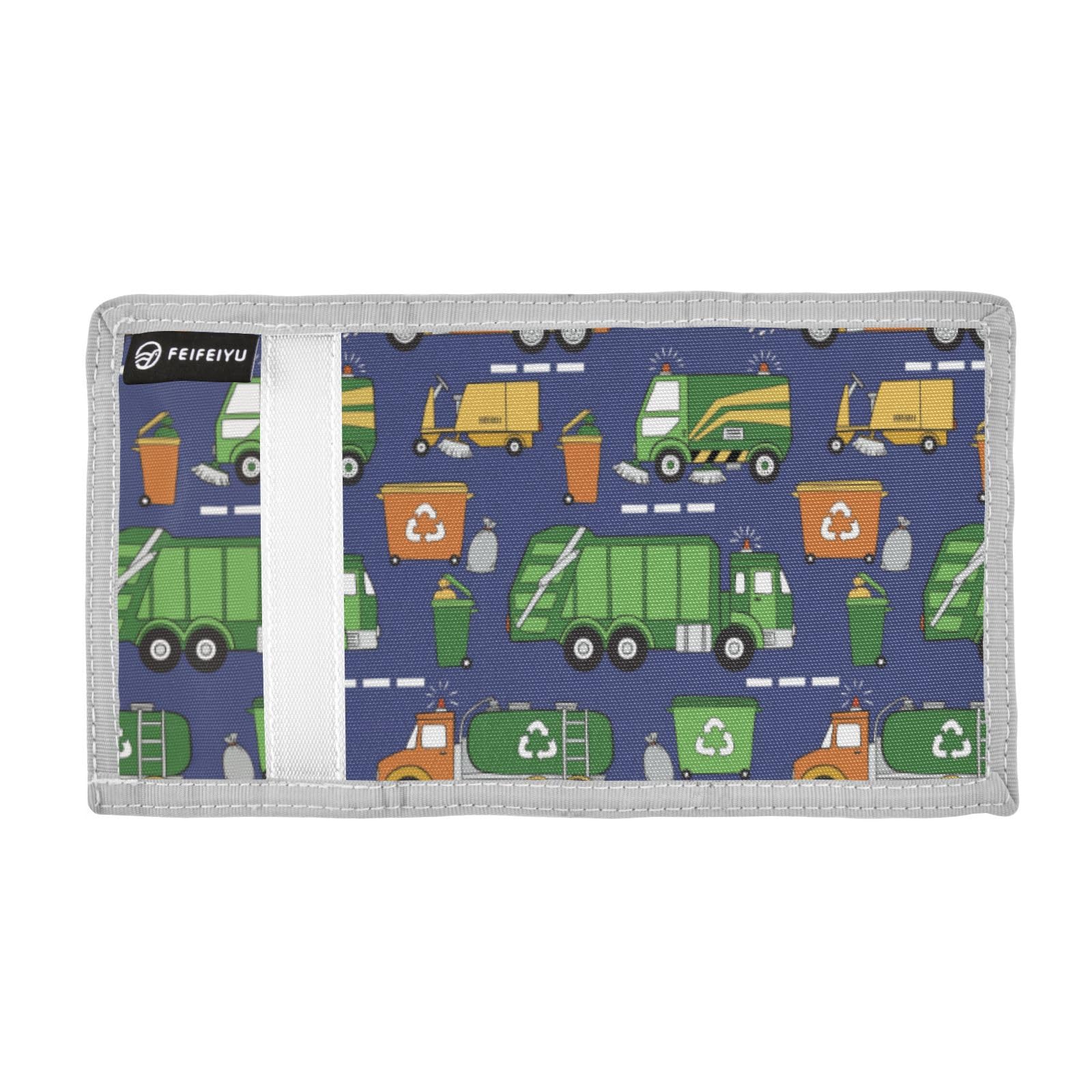 IHCVHQX Kids Wallet for Boys Construction Garbage Trucks Toddler Trifold Wallet Novelty Wallet for Teens Women Men Gifts