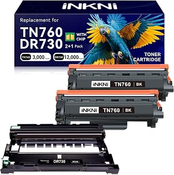 TN760 and 730 Drum Unit Compatible Toner Cartridge Replacement for Brother TN-730/TN-760 730 TN-760 for MFC-L2710DW MFC-L2750DW DCP-L2550DW HL-L2350DW HL-L2395DW HL-L2370DW 3Pack