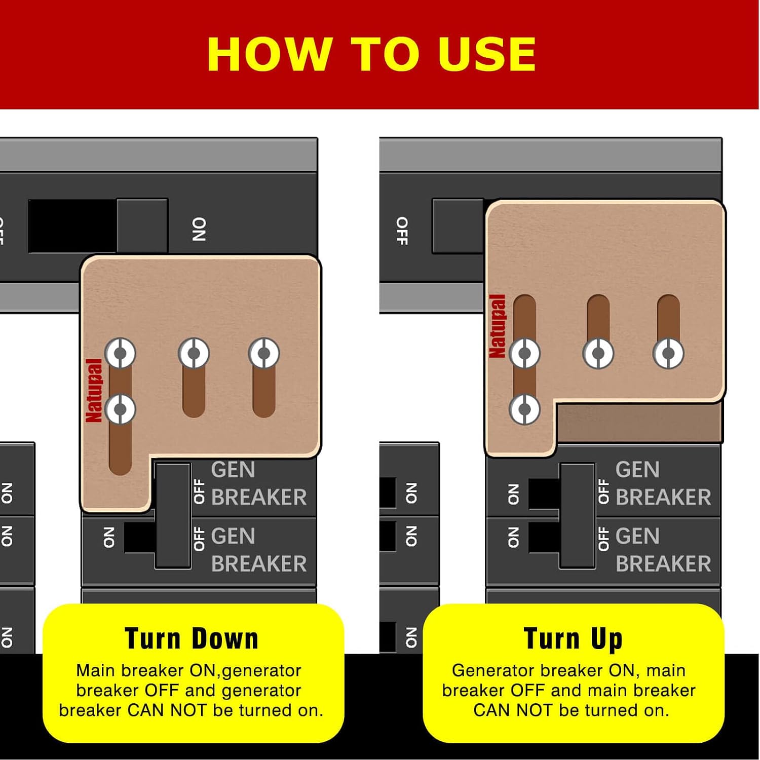 Natupal Generator Interlock Kit Compatible with Square D QO HOM 150 or 200 amp panels. 1 3/8 Inch Spacing between main and branch breaker, update versioner, Professional and Interlock Kit, new version